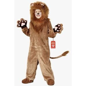 Morph Deluxe Lion Costume Kids XL 12–14 Plush Jumpsuit w Mane Hood Tail